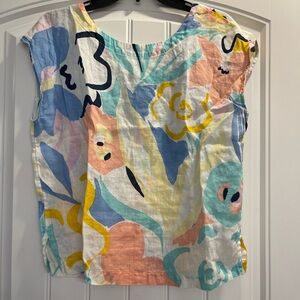 Rachel Zoe Women's Size Small Multi Abstract Print Blouse Pullover Button Back